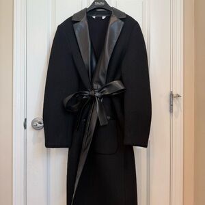NWOT Max Mara Leisure Label-cut Wool Dressing Gown Coat Sz: M Black Winter